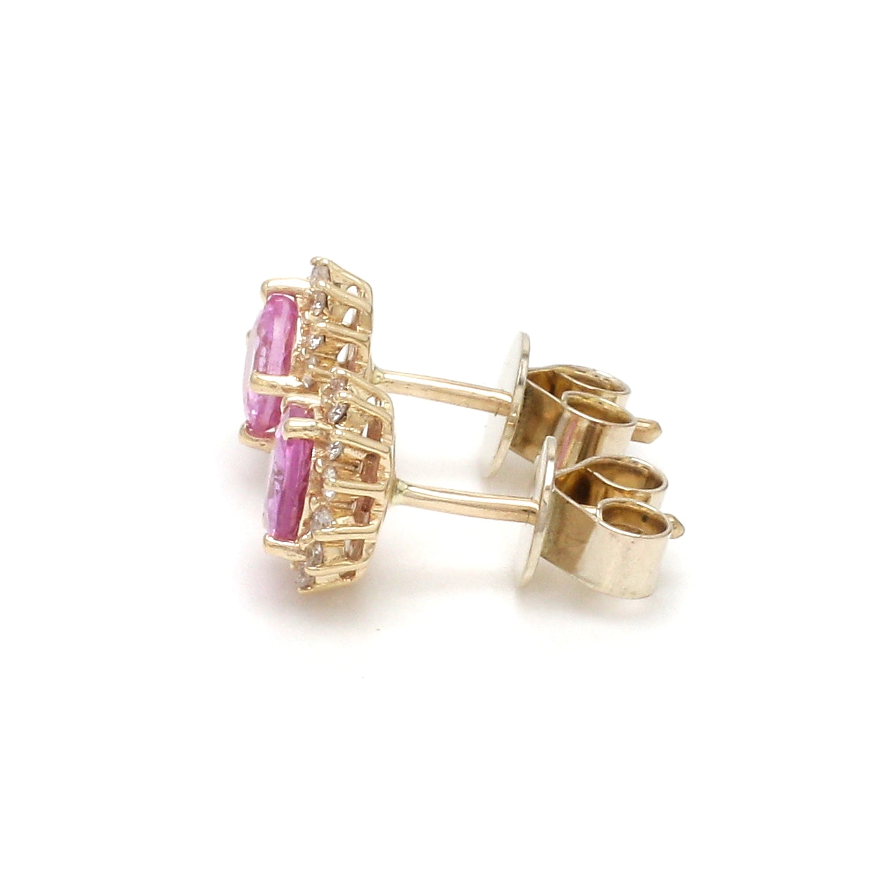 JPERG-2298/8126 Pink Sapphire Round With Diamond Studs Earring