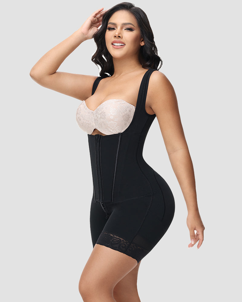 Shapshe® High compression Front Zipper Mid Thigh Shapewear