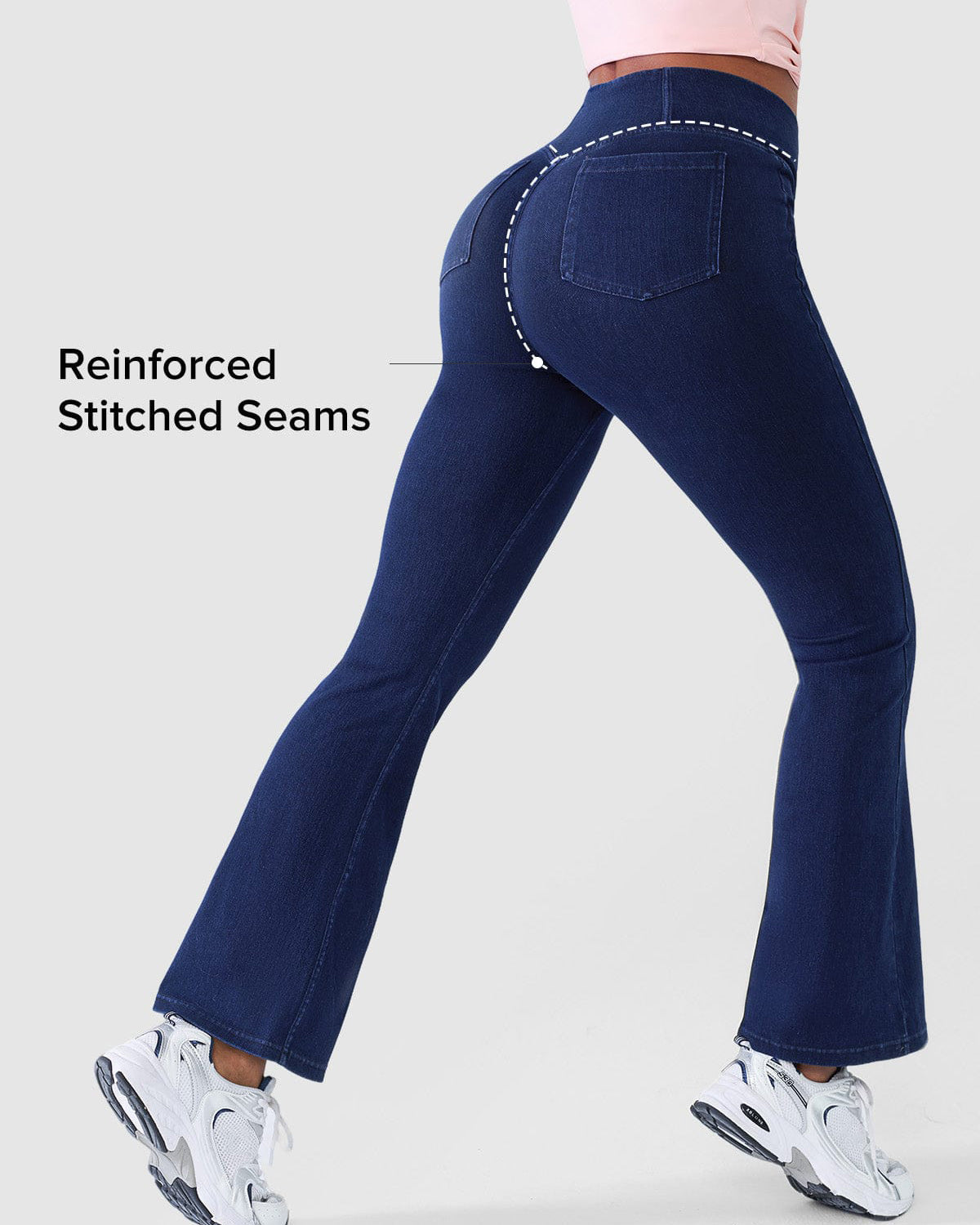 Cross V Waist Butt Lifting Stretch Denim Flare Jeans - By Qivii
