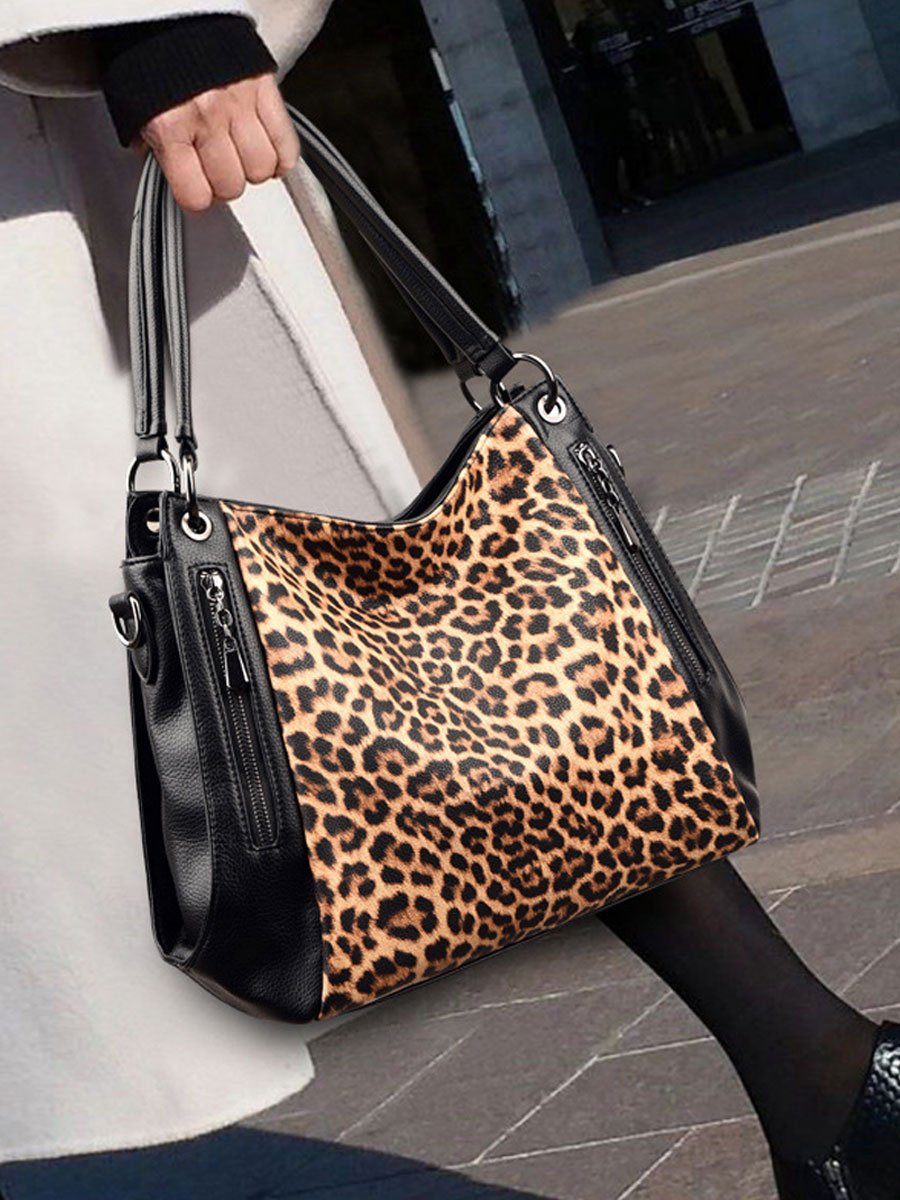 Casual Leopard Print Zebra Shoulder Bag - By Qivii