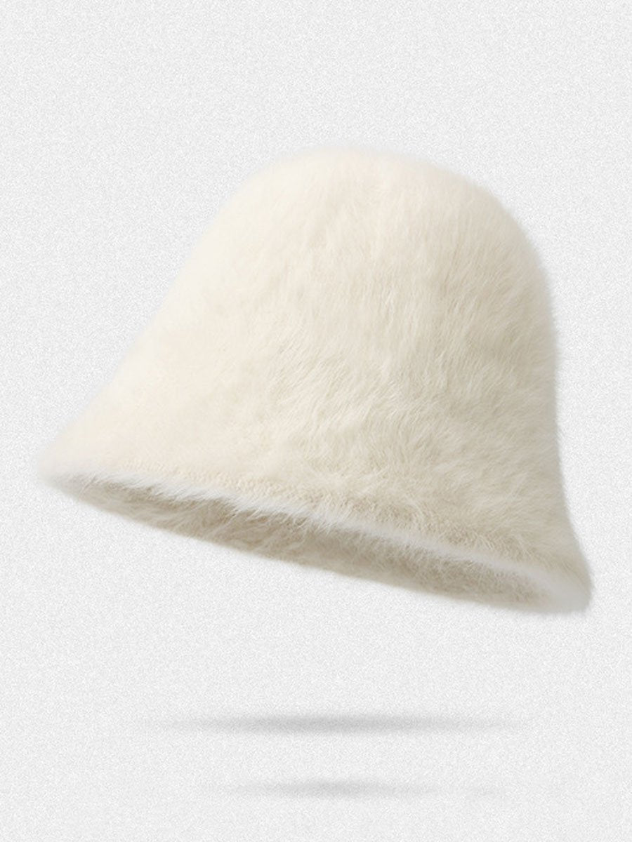 Winter Fashion Gradient Plush Rabbit Fur Warm Bucket Hat - By Qivii