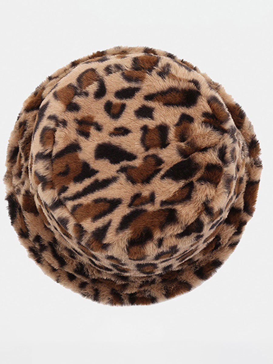Casual Fashion Leopard Fur Warm Bucket Hat - By Qivii