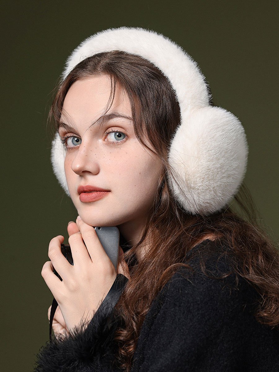 Warm And Windproof Fleece Foldable Imitation Rabbit Fur Earmuffs - By Qivii