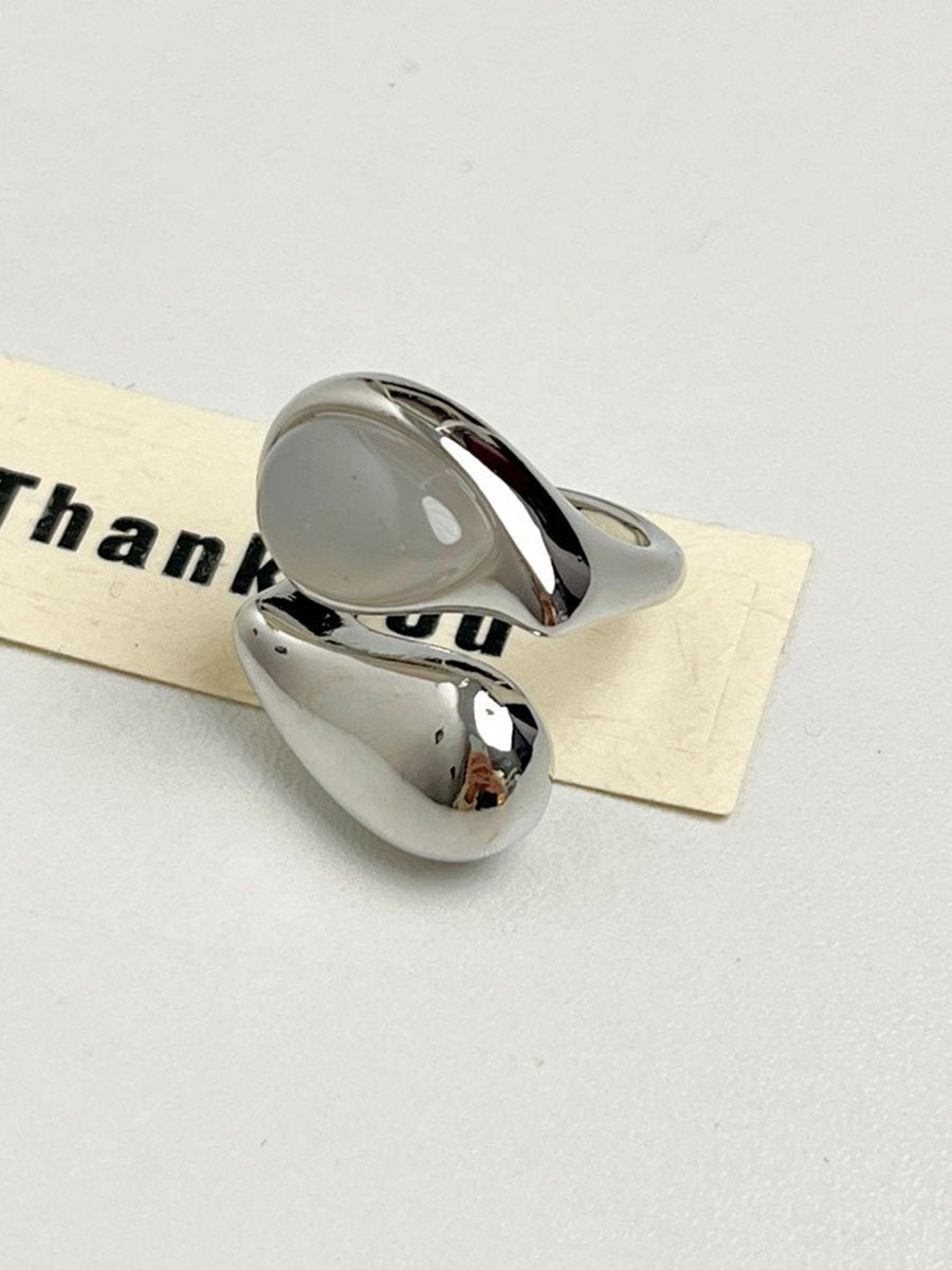 Simple Transparent Irregular Water Drop Open Ring - By Qivii