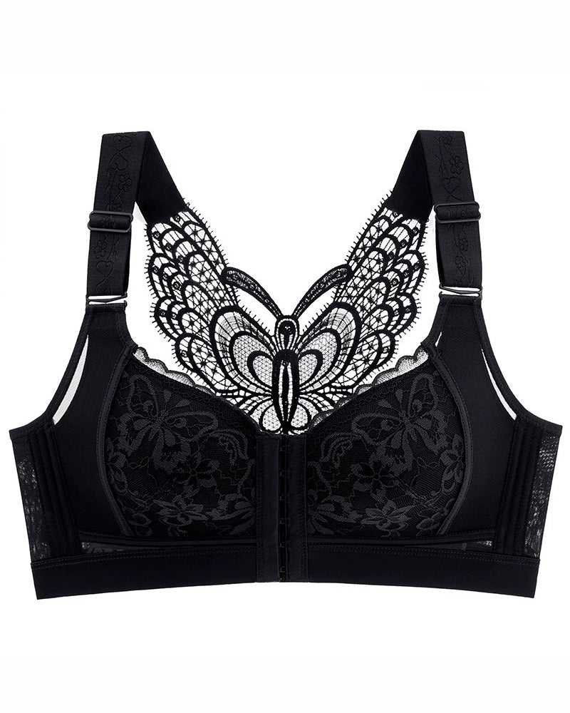 Front Closure Minimizer Butterfly Backless Bra Adjustable Wireless Comfort Bra