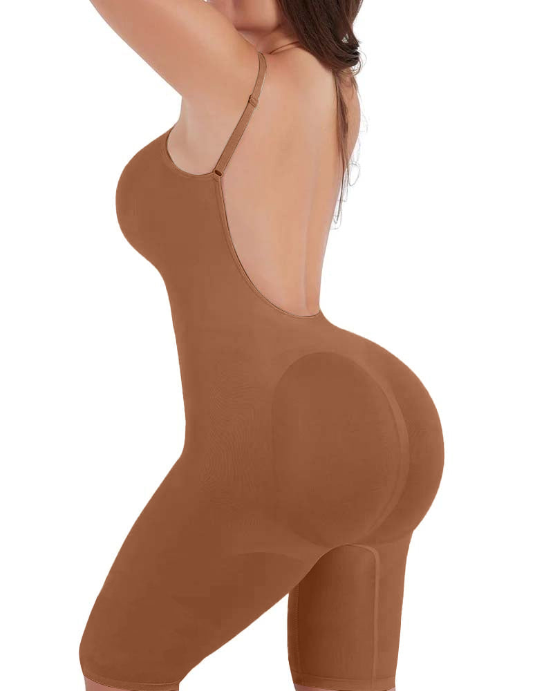 Seamless Backless Mid Length Tummy Control Shapewear Bodysuit