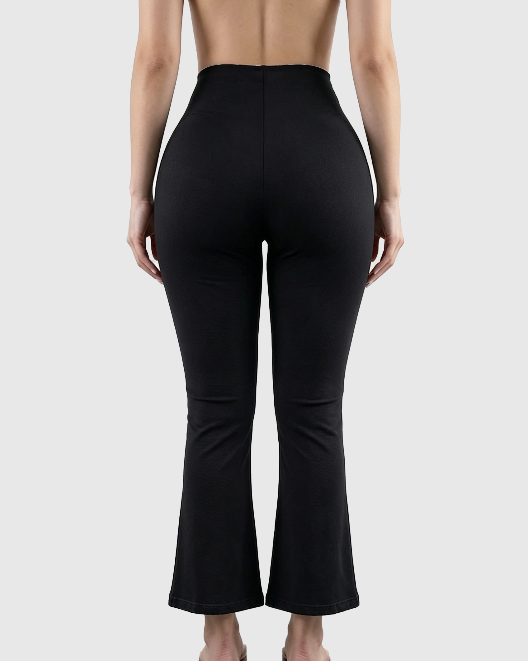 High Waist Butt Lifting Solid Black Slim Fit Flare Pants - By Qivii