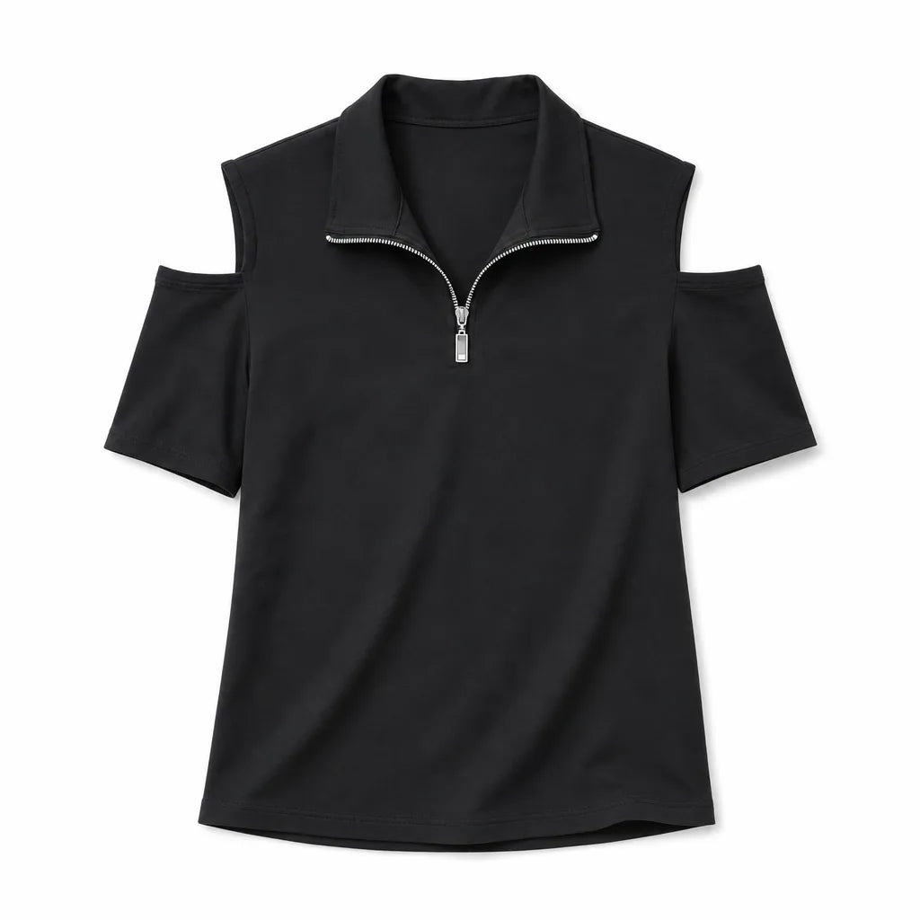 Kaylee V-Neck Zipper Tee