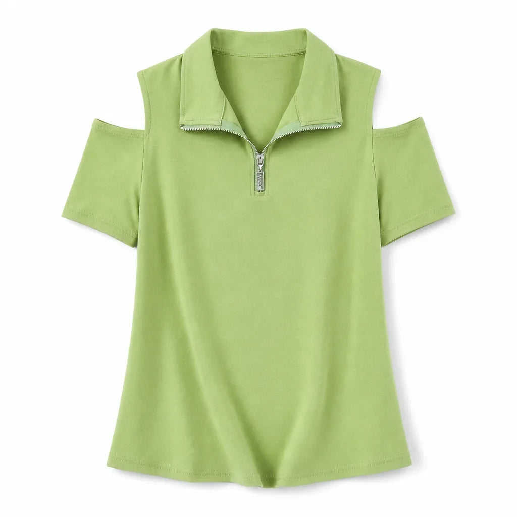 Kaylee V-Neck Zipper Tee