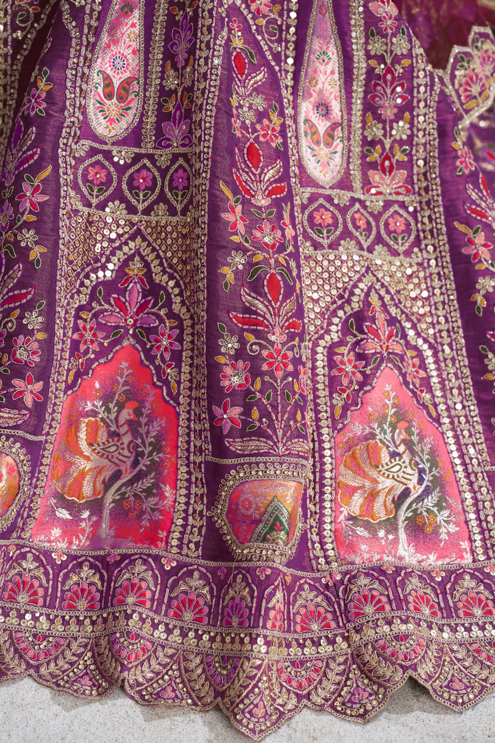Berry Purple Bridesmaid Lehenga with Aari & Sequins Work - qivii