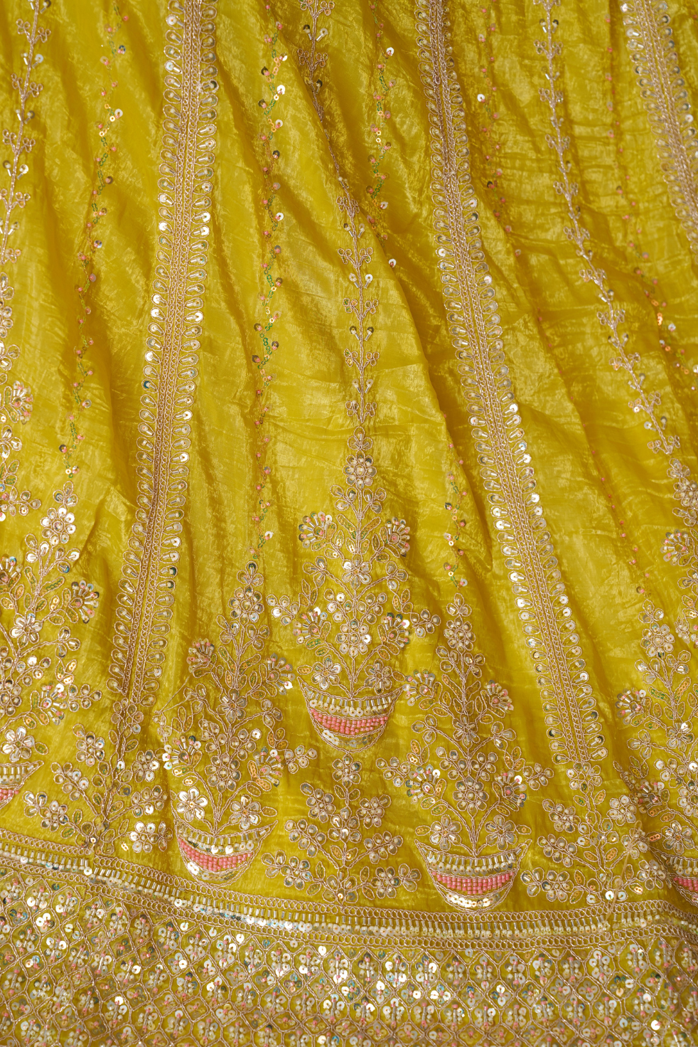 Haldi Ceremony Lehenga with Sequin and Cut Dana Work - qivii