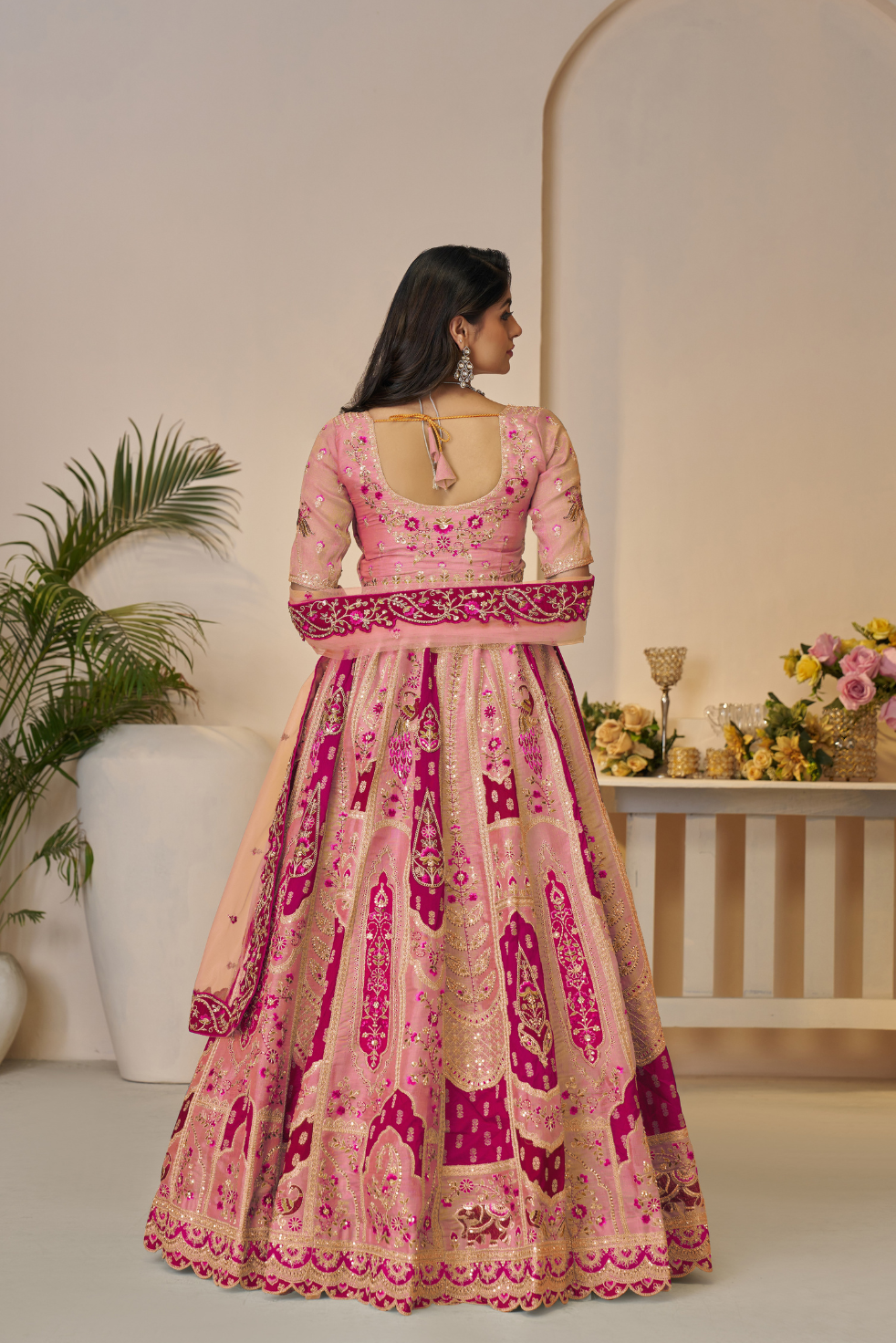 Rajsi Haathi Collection: Orange Banarsi Lehenga with Zari Work - qivii