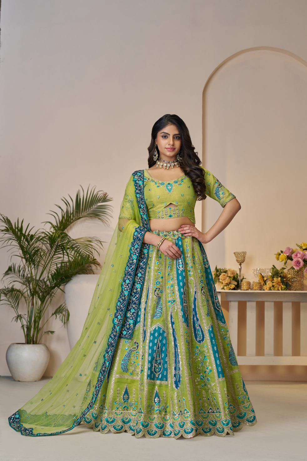 Royal Grandeur Purple Soft Net Bridal Lehenga with Paisley and Peacock Motifs - qivii