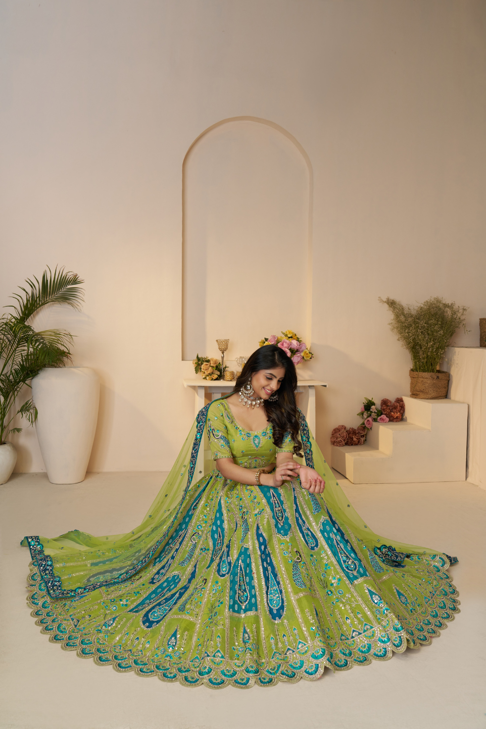 Royal Grandeur Purple Soft Net Bridal Lehenga with Paisley and Peacock Motifs - qivii