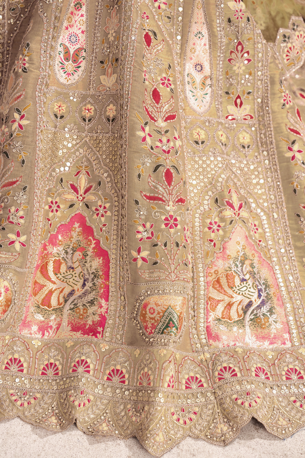 Trending Reception Wear Champagne/Chiku Color Lehenga with Patch Work - qivii