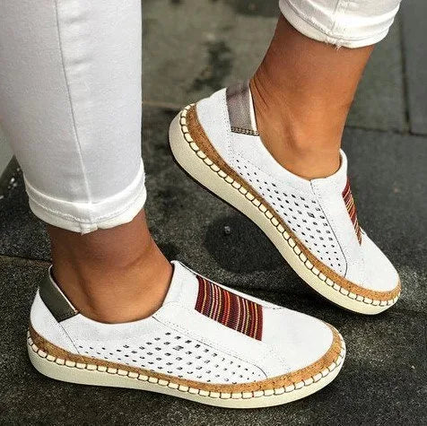 White Kilmer women's orthopedic comfort shoes by Hudson Ridge, stylish slip-on footwear with supportive design.