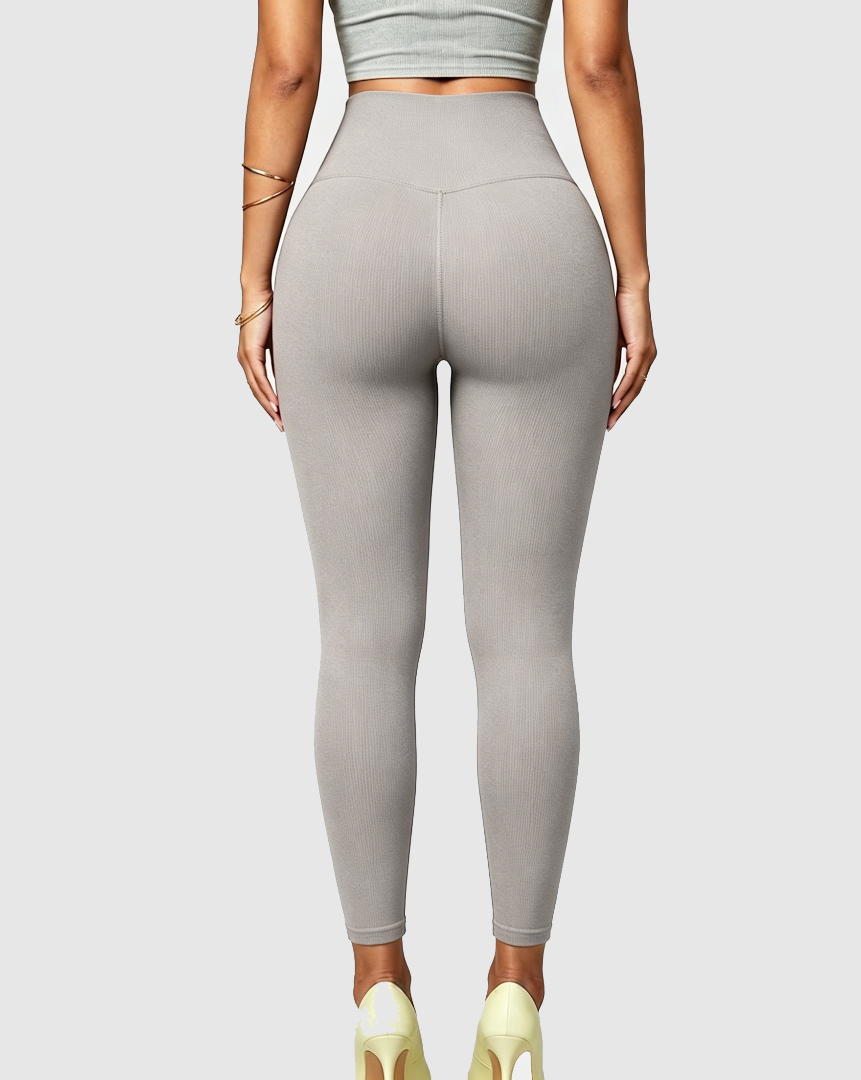 High Waist Ribbed Seamless Hip Lift Yoga Leggings - By Qivii