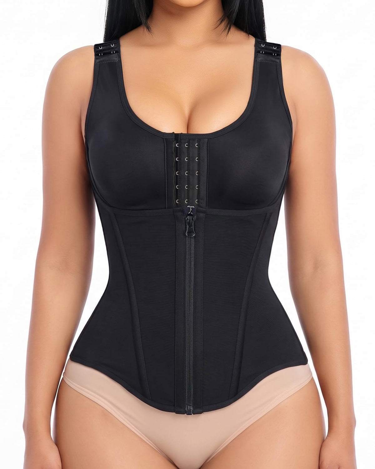 Adjustable Strap Front Hook Zip Double Tummy Control Waist Trainer Vest
