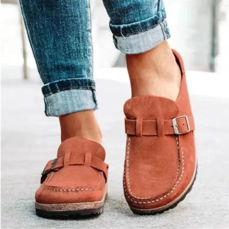 Orange Lauren women's orthopedic loafers by Hudson Ridge featuring stylish, supportive footwear for comfortable everyday wear.