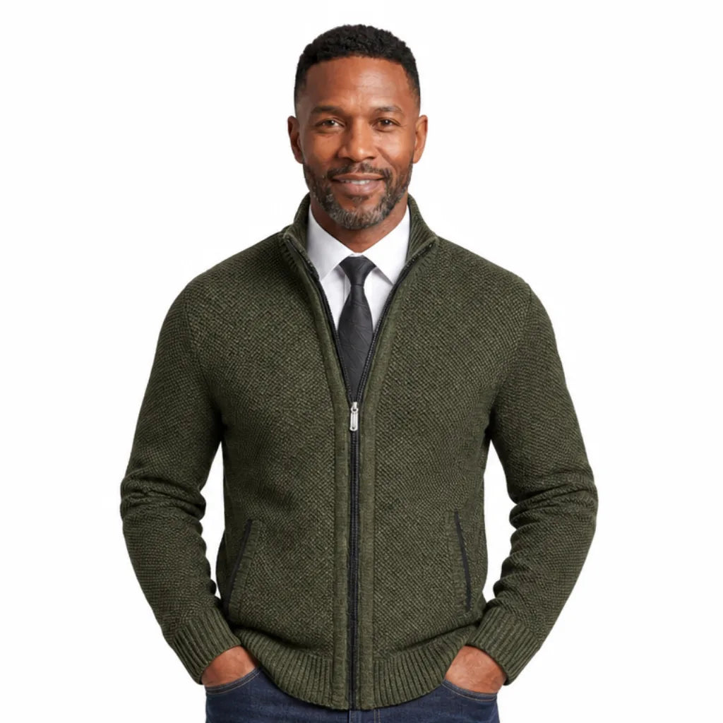Leland | Mens Fall Zip-Up Cardigan Knit Sweater