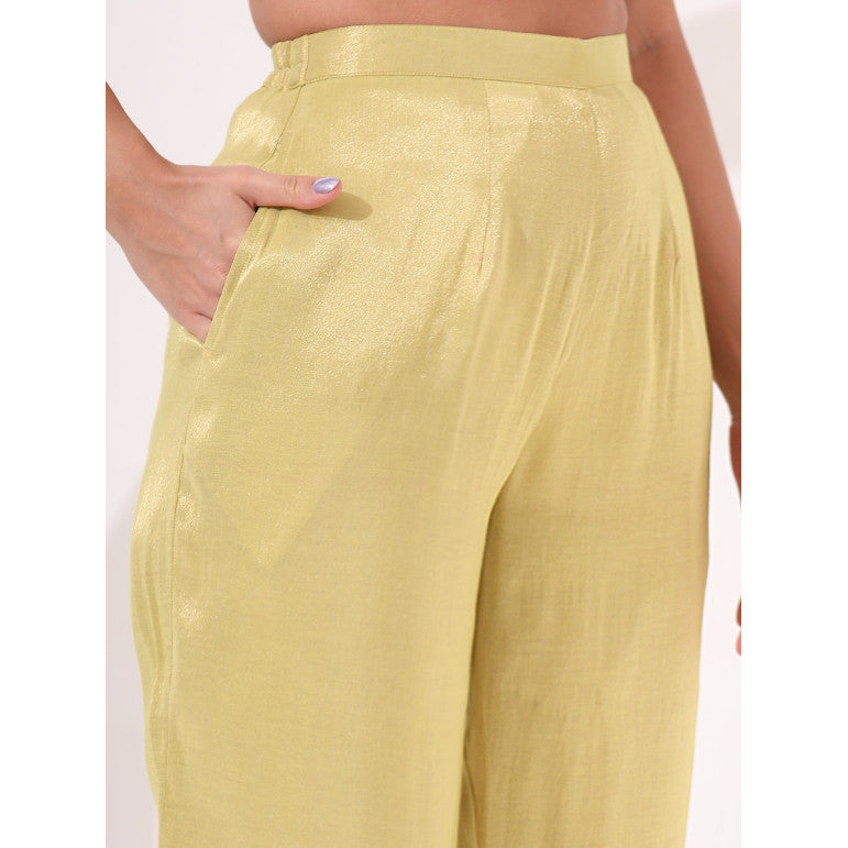 Lemon Yellow Brocade Peplum Set - qivii