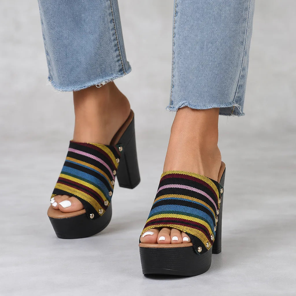 Lily Stud Platform Mules