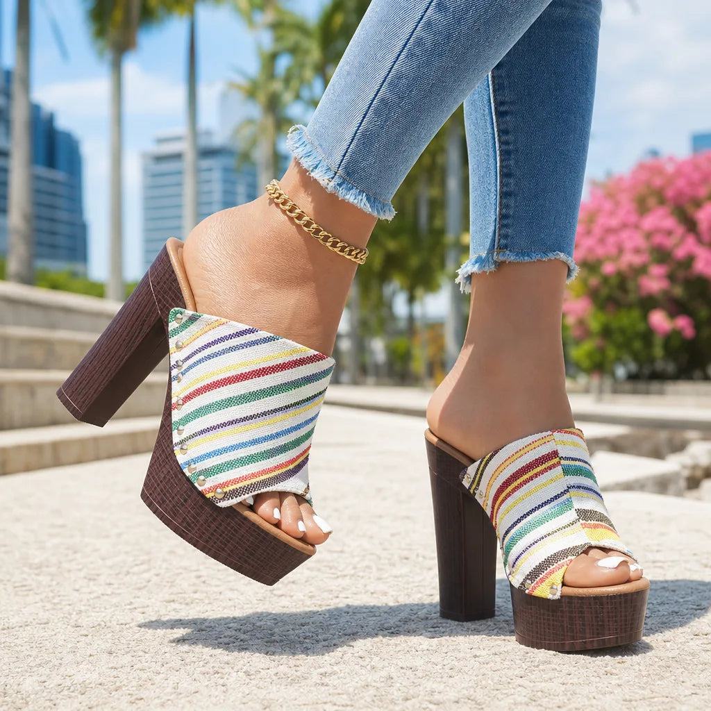 Lily Stud Platform Mules