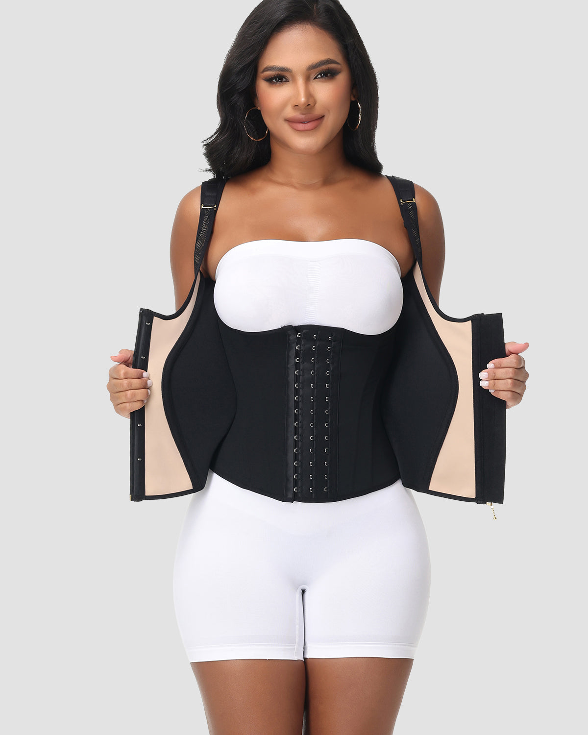 Full Coverage Double-Layer Tummy Control Waist Trainer Vest With Bra