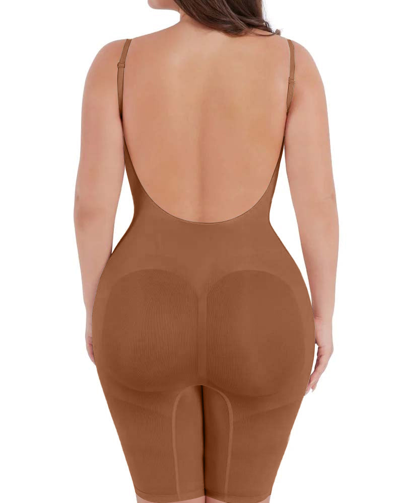 Seamless Backless Mid Length Tummy Control Shapewear Bodysuit