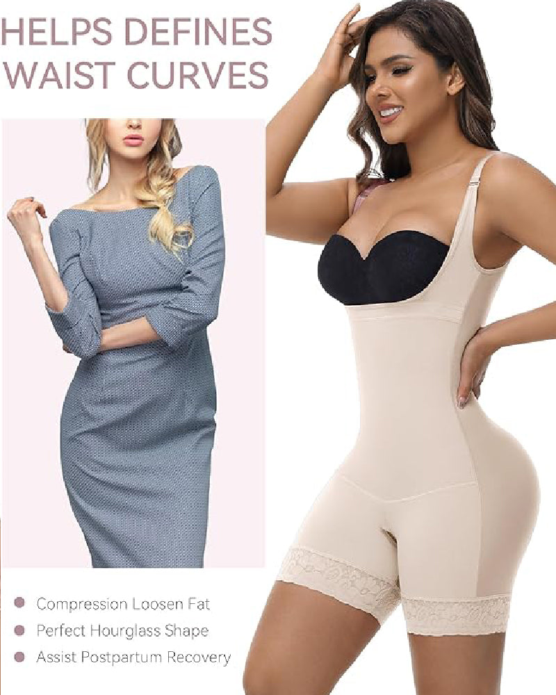 Shapshe® Tummy Control Open Bust Butt Lifter Bodysuits Shapewear - By Qivii