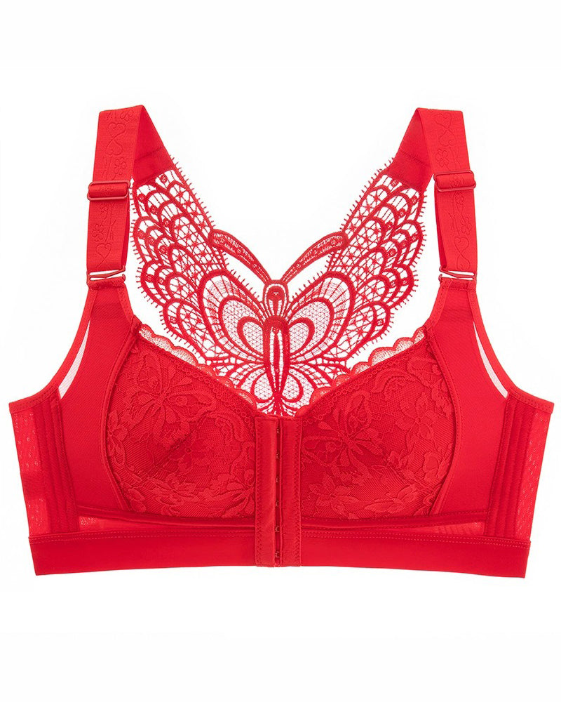 Front Closure Minimizer Butterfly Backless Bra Adjustable Wireless Comfort Bra