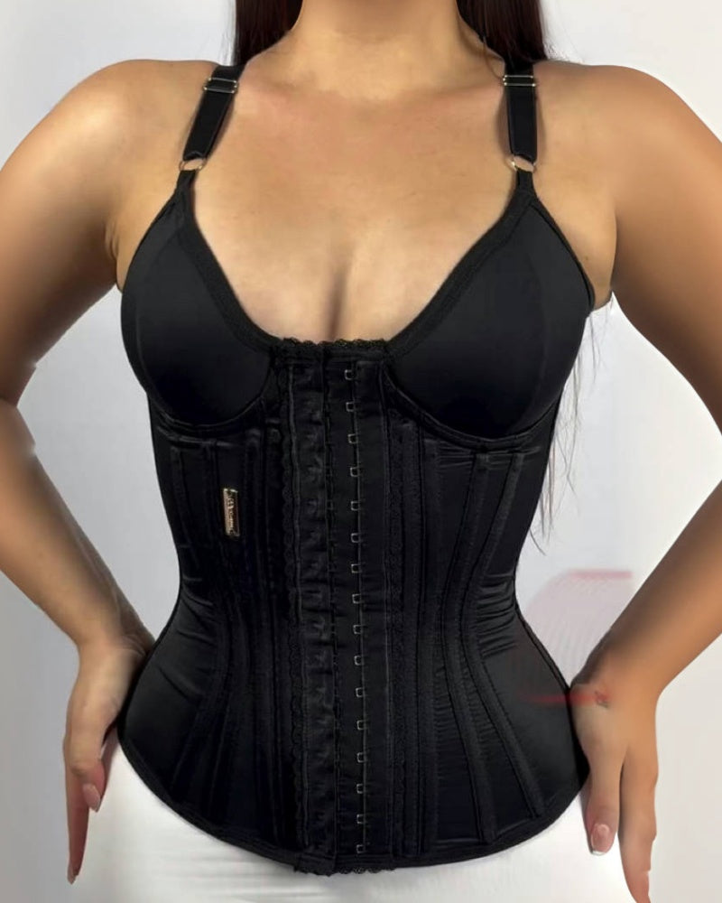 Fajas Colombianas Lace Trimmed Underwire Corset Tummy Control Waist Trainer - By Qivii