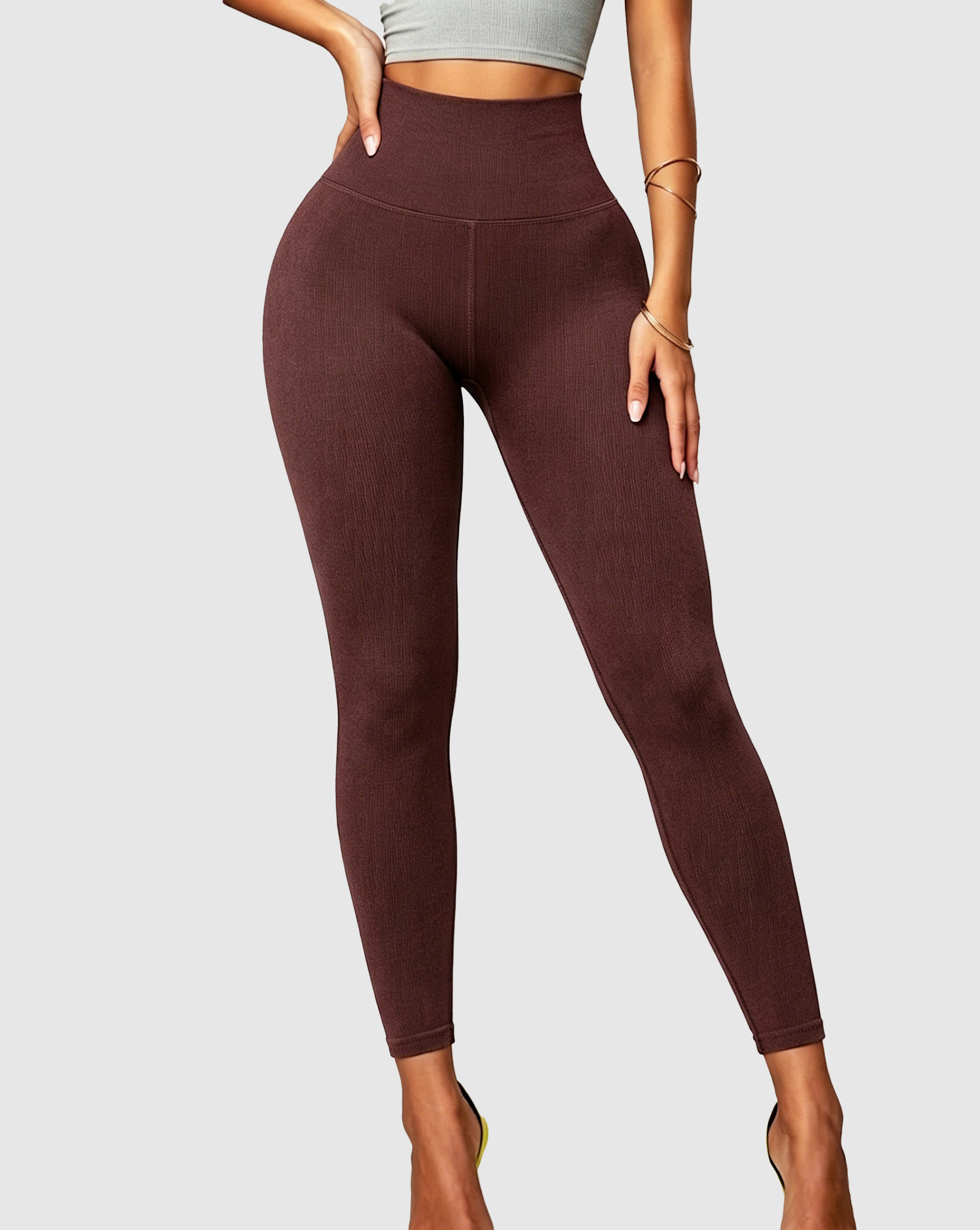 High Waist Ribbed Seamless Hip Lift Yoga Leggings - By Qivii