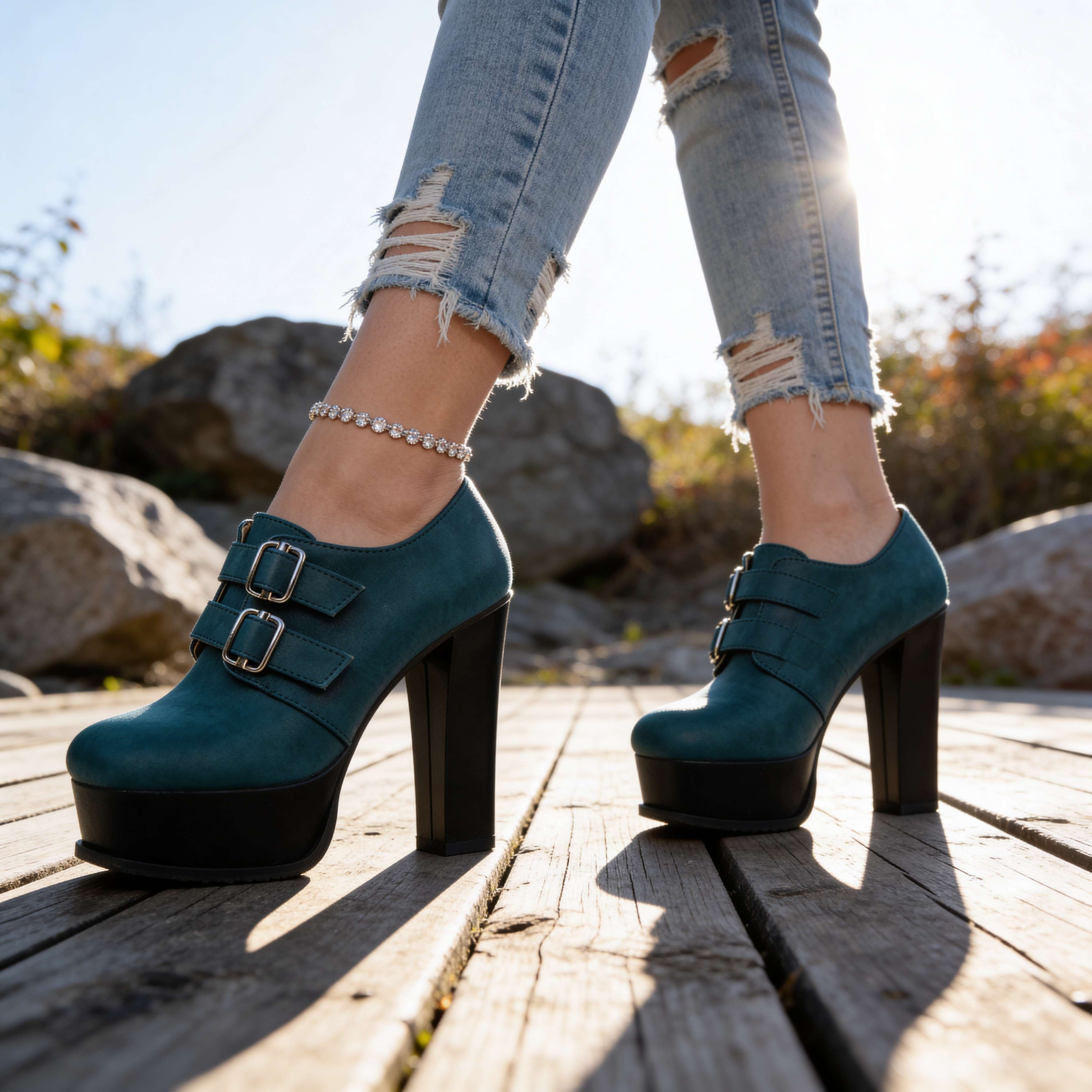 Victoria Buckle Heels
