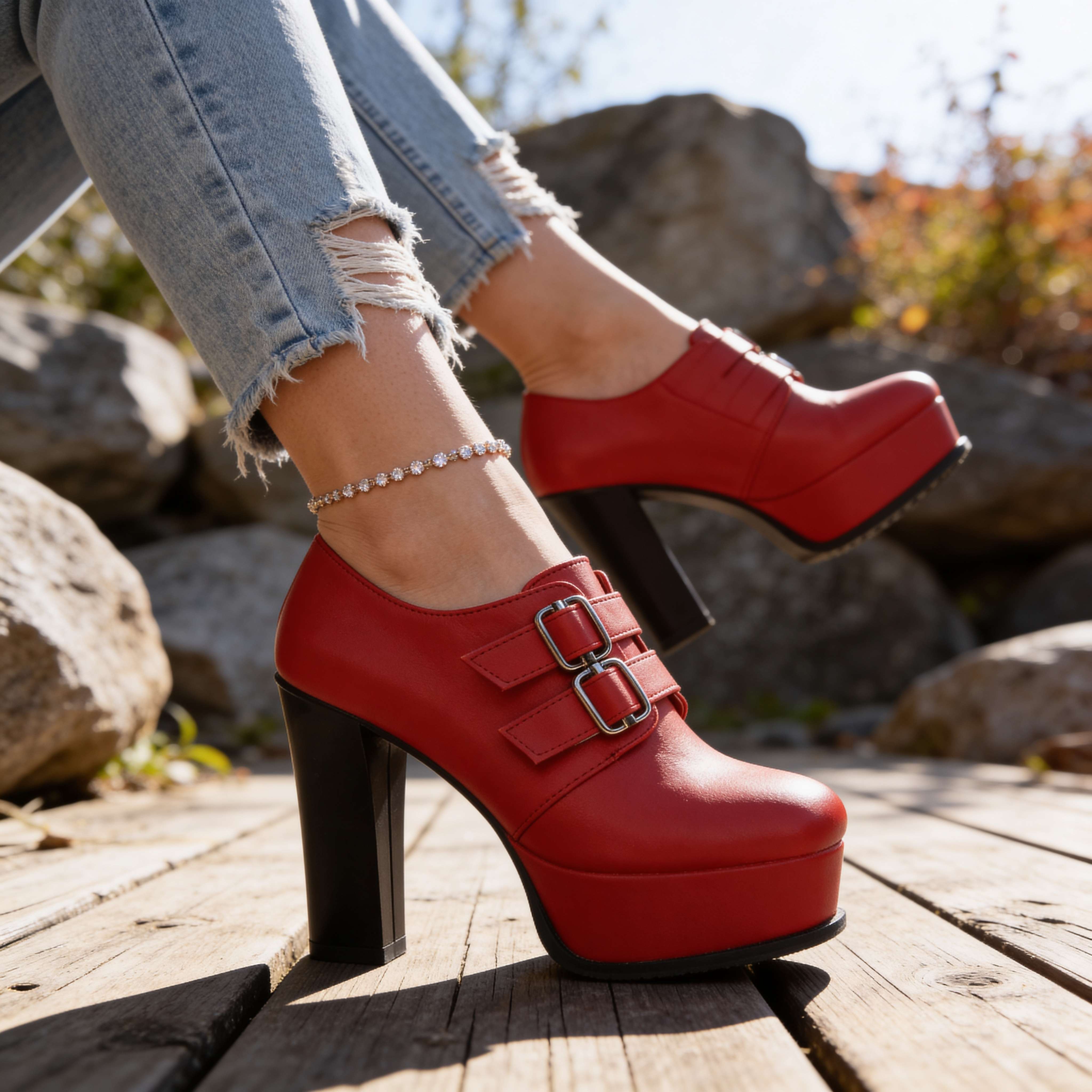 Victoria Buckle Heels