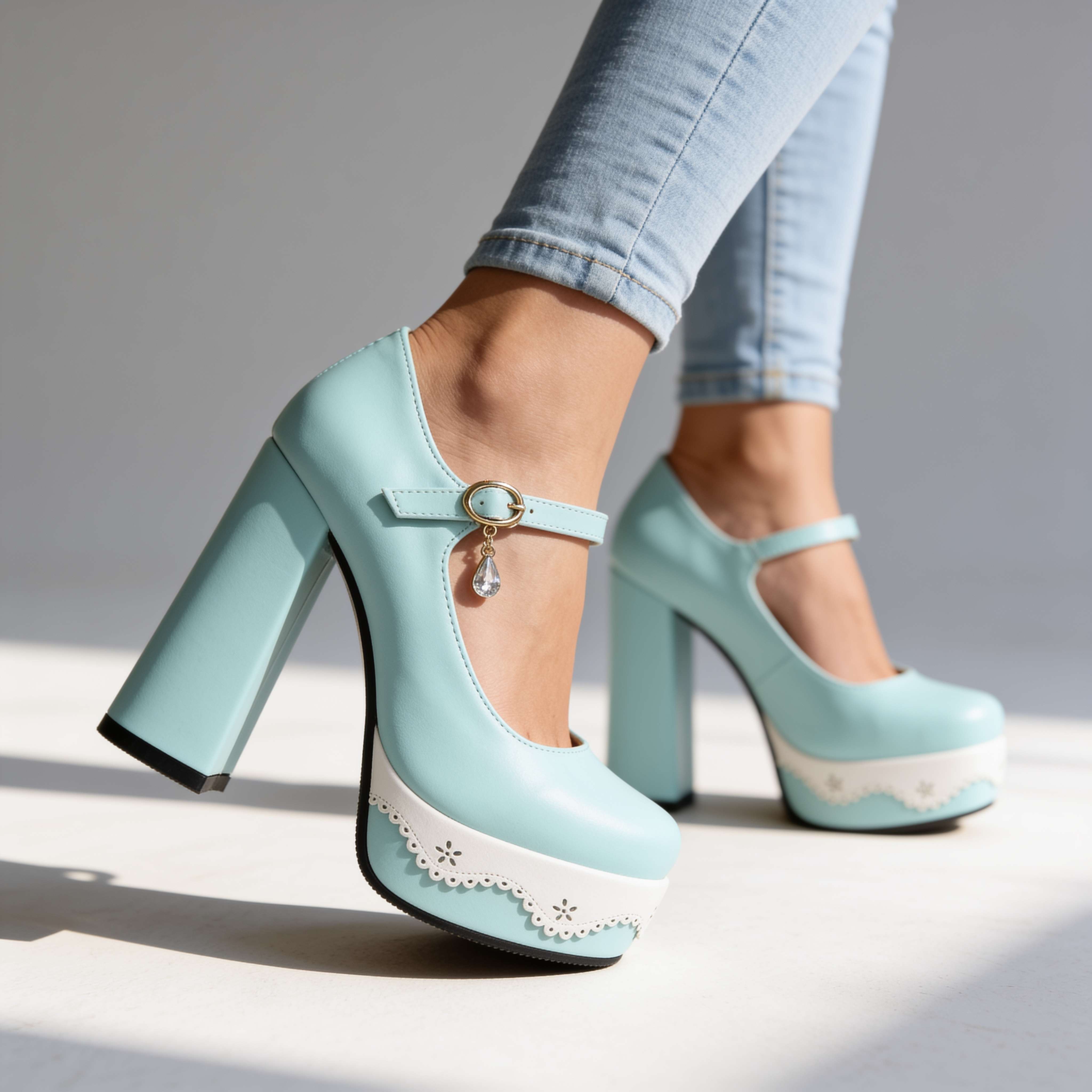 Sashia Gem Buckle Heels