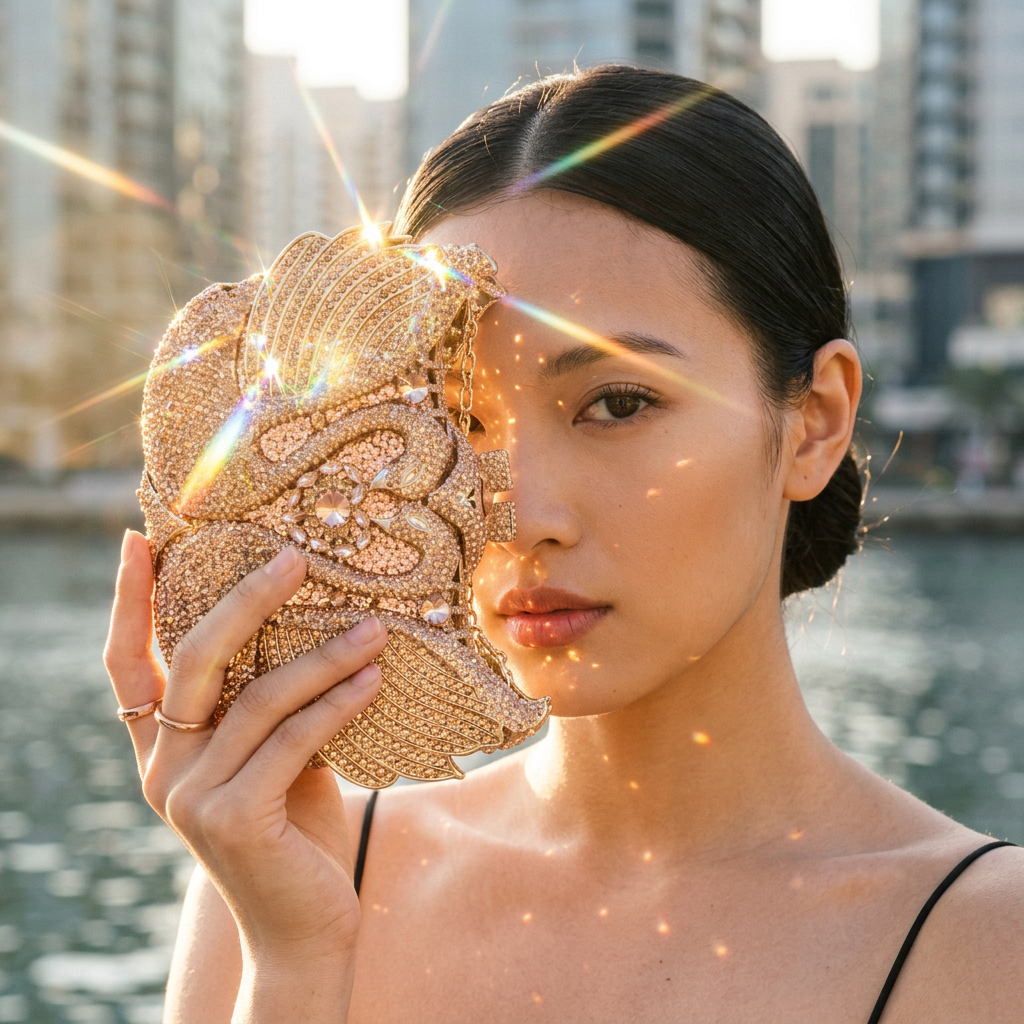 Midnight Swan Crystal Clutch - By Qivii