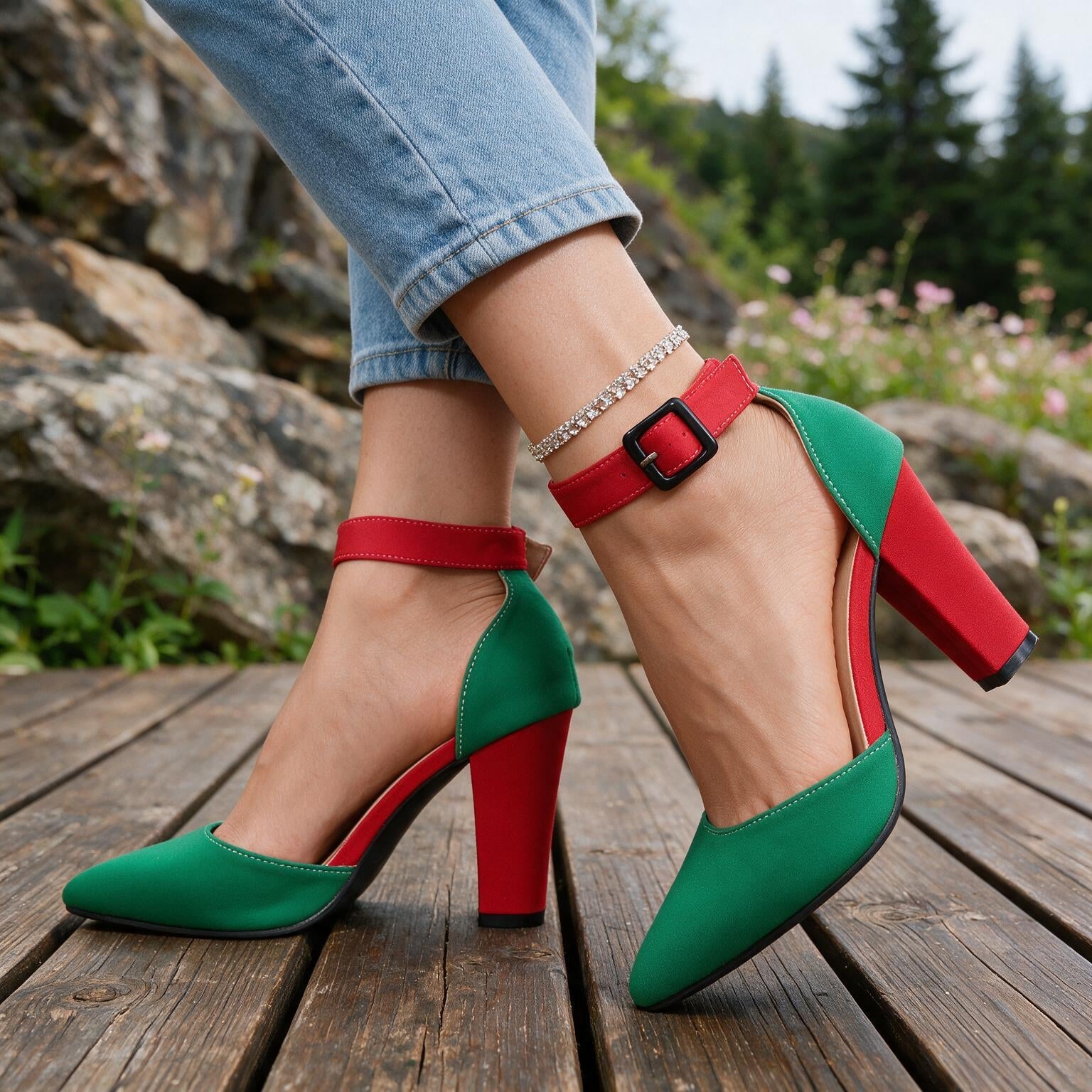 Roxanne Retro Buckle Heels