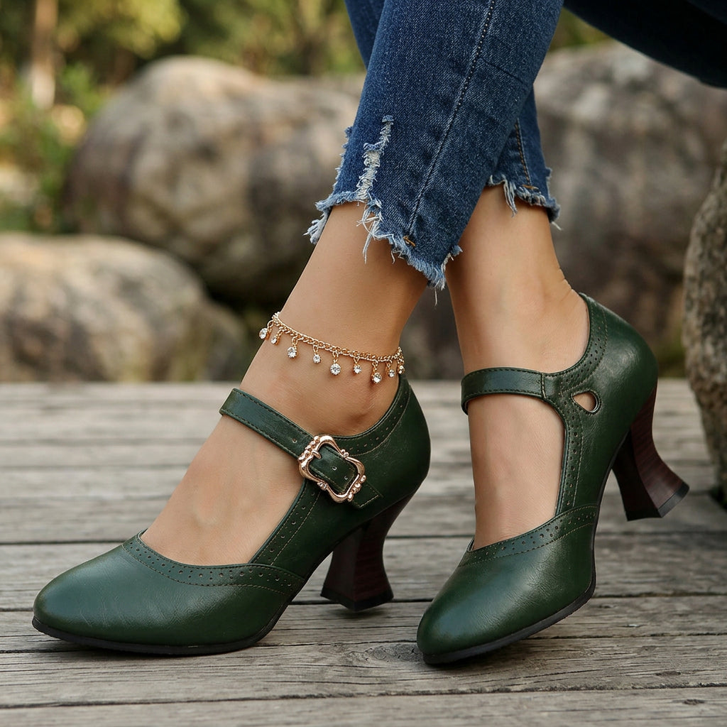 Leonia Brogue Buckle Loafers