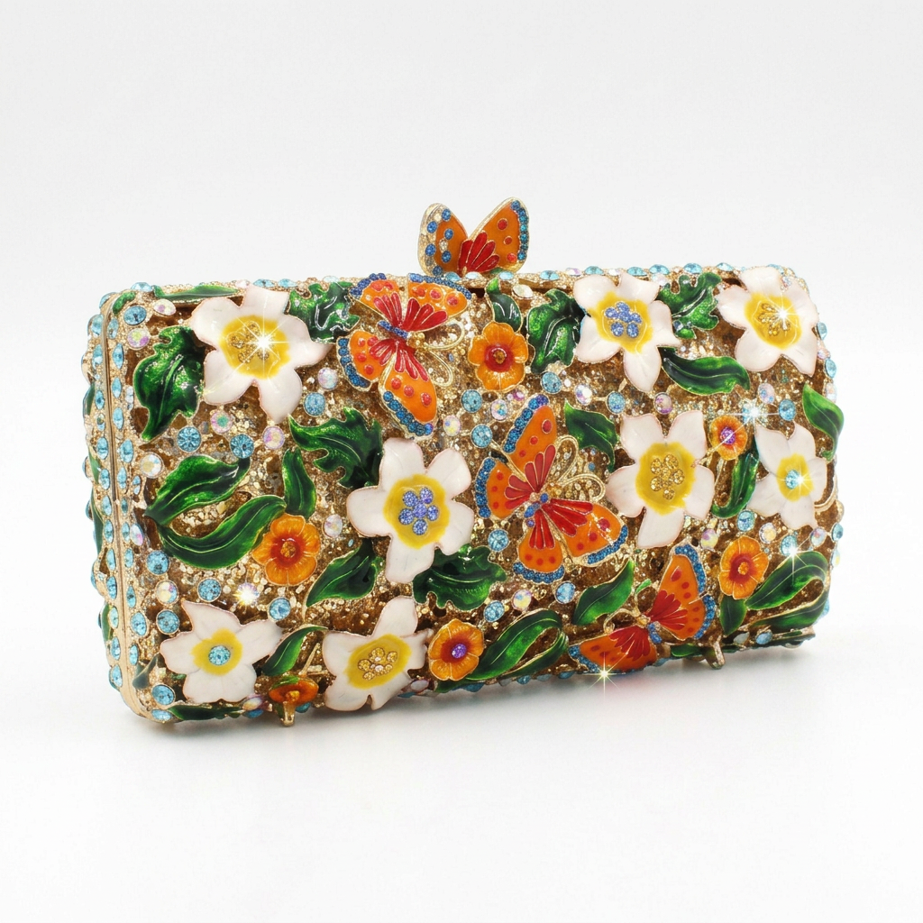 Butterfly Garden Crystal Clutch - By Qivii