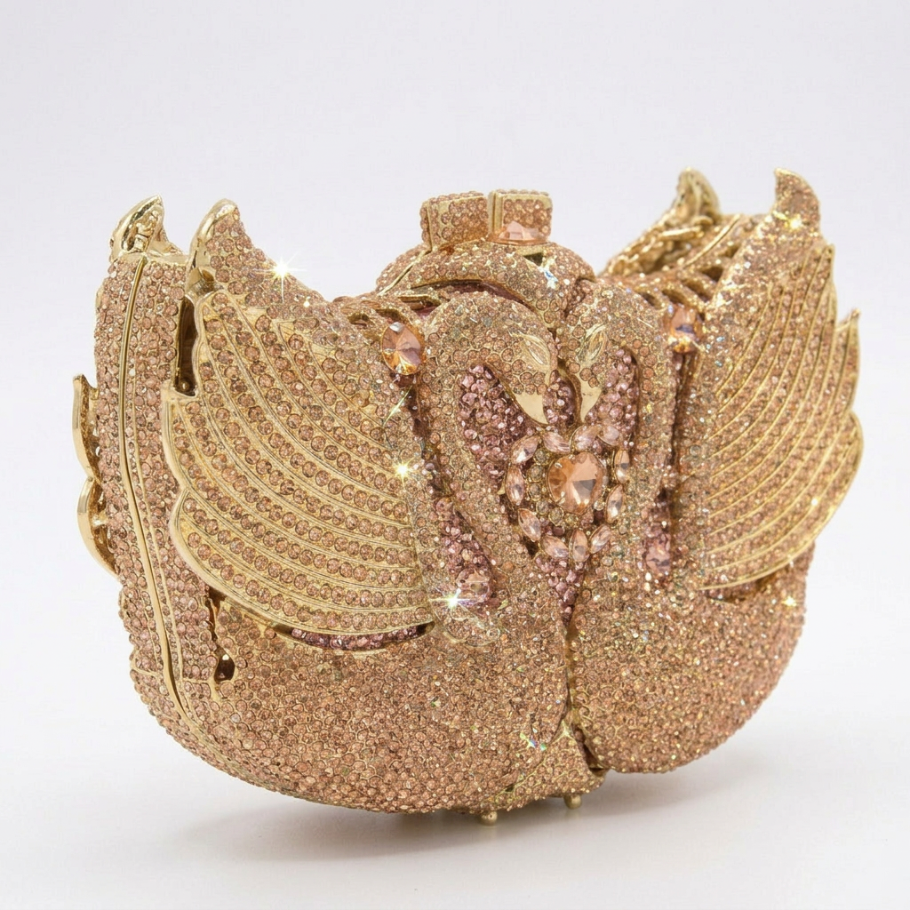 Midnight Swan Crystal Clutch - By Qivii