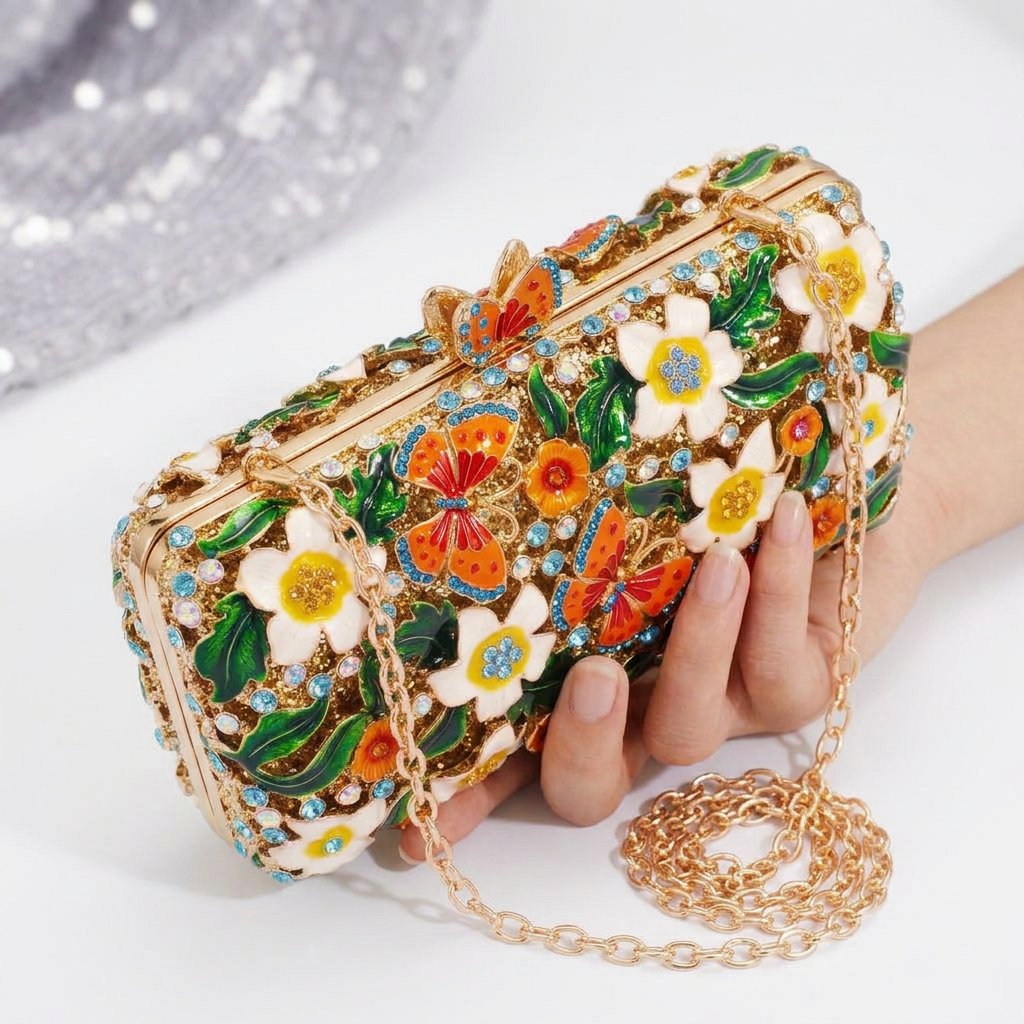 Butterfly Garden Crystal Clutch - By Qivii