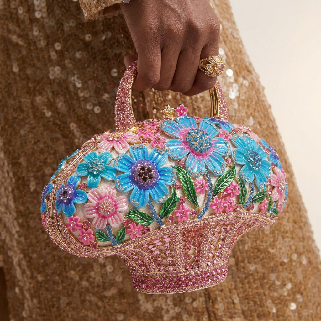 Bluebell Basket Crystal Bag - By Qivii