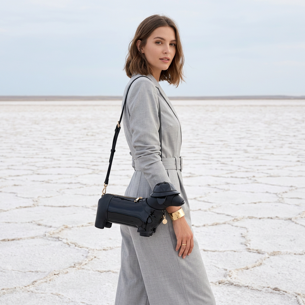Dachshund Safari Bag in Vegan Leather - By Qivii