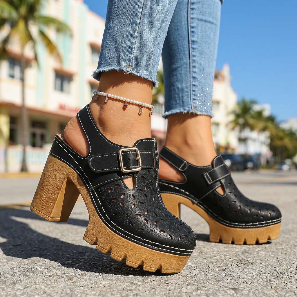 Adeline Platform Buckle Clogs