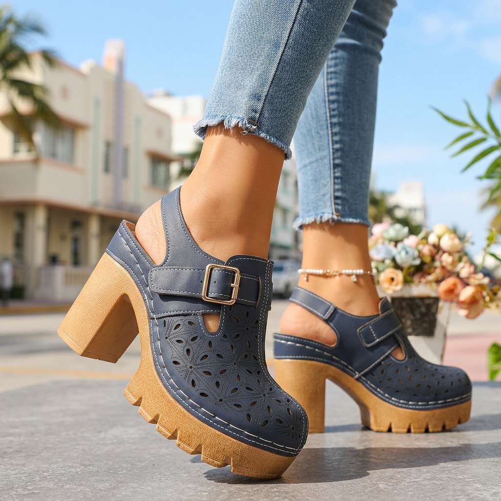 Adeline Platform Buckle Clogs