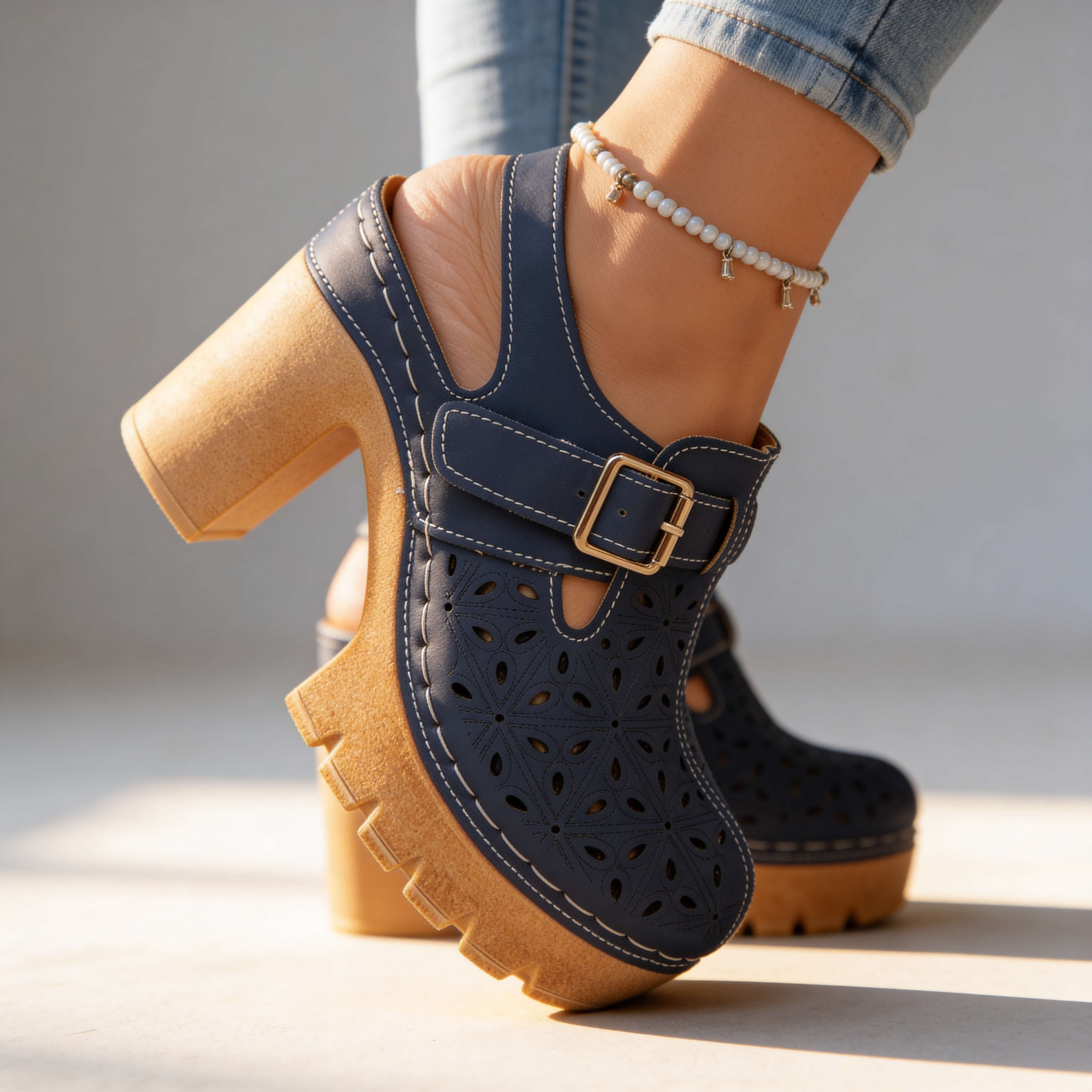 Adeline Platform Buckle Clogs