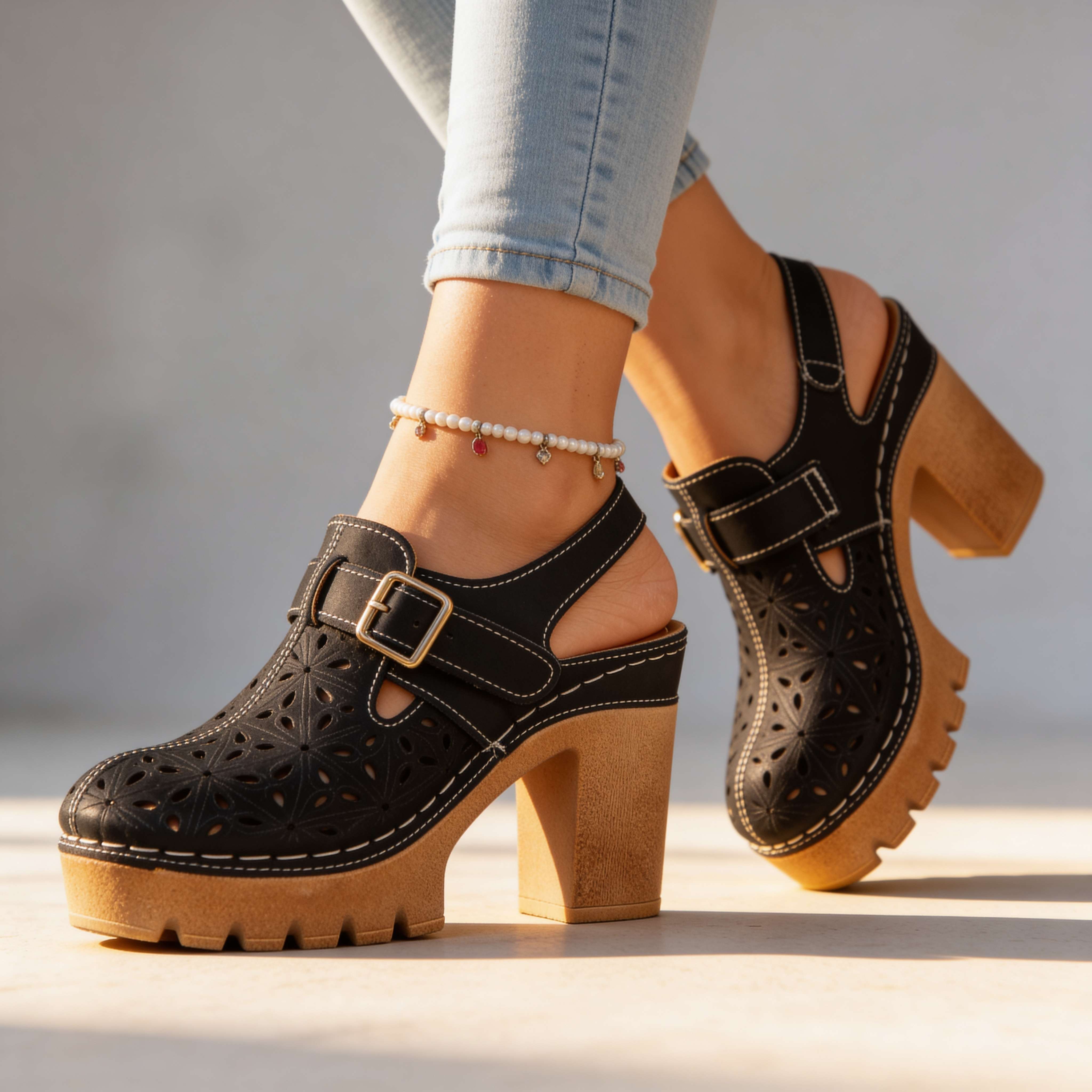 Adeline Platform Buckle Clogs