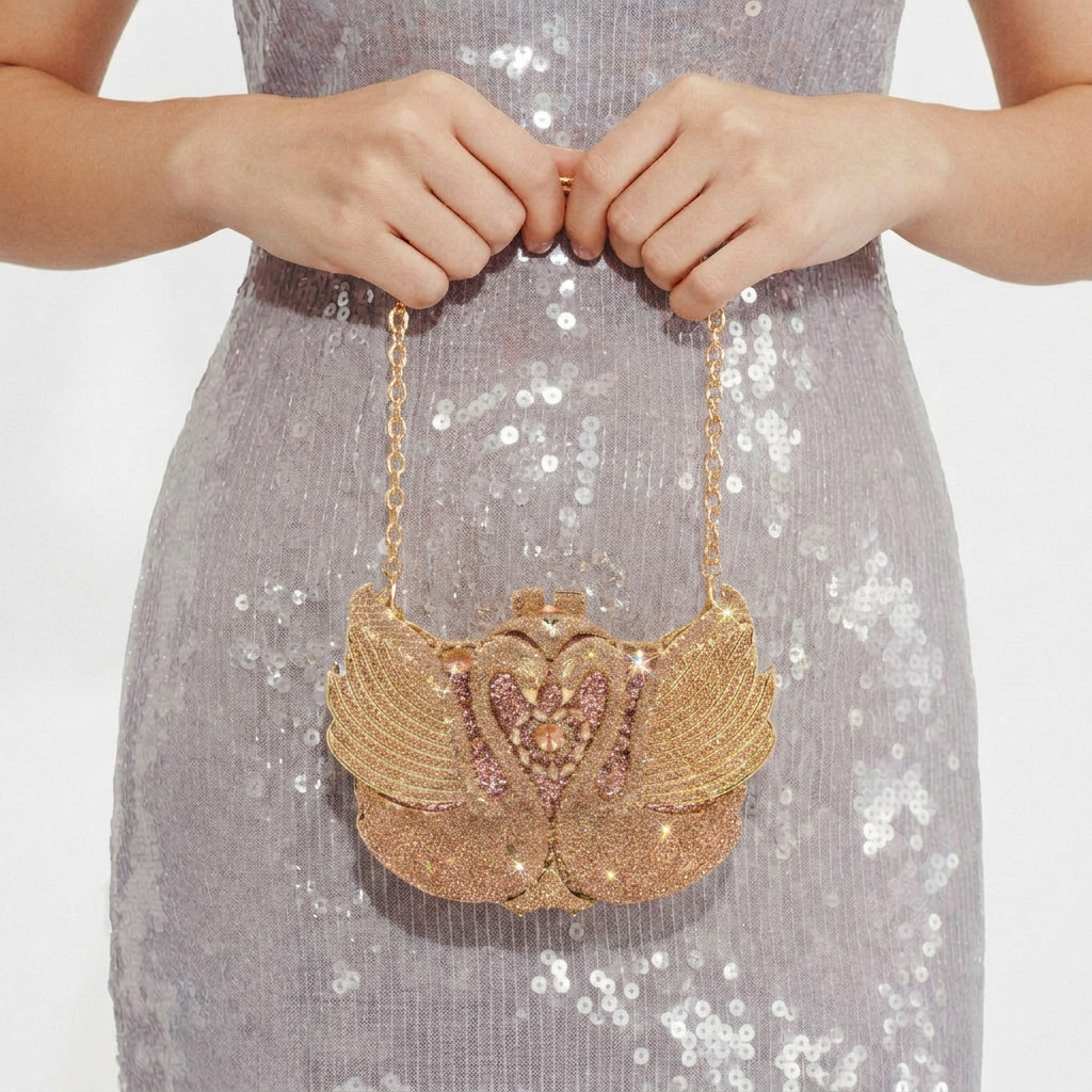 Midnight Swan Crystal Clutch - By Qivii