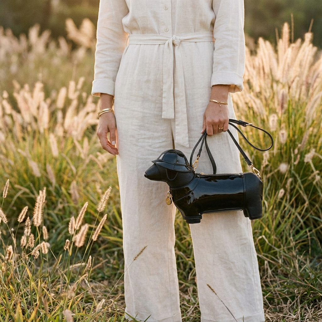 Dachshund Safari Bag in Vegan Leather - By Qivii